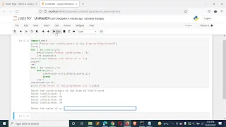 Python Program Compute Polynomial Equation given Coefficients of the Polynomial are stored in a List
