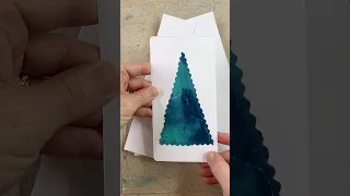 Midnight Blue Teal Gel Printed Christmas Tree for Gift Tags Journal Images