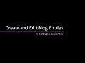 Create and Edit Blog Entries in Blackboard Original