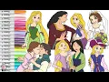 Disney Princess Coloring Book Compilation Tangled Rapunzel Mulan Mother Gothel Flynn Rider Pascal