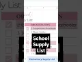 School Supplies Checklist - School Shopping for Elementary School Middle and High School