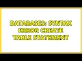 Databases Syntax Error CREATE TABLE Statement
