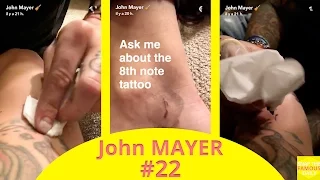 John Mayer getting a homemade tatoo - snapchat