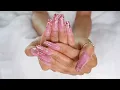 Watch Me Do My Own Acrylic Nails Pink Glitter Ombre Tutorial