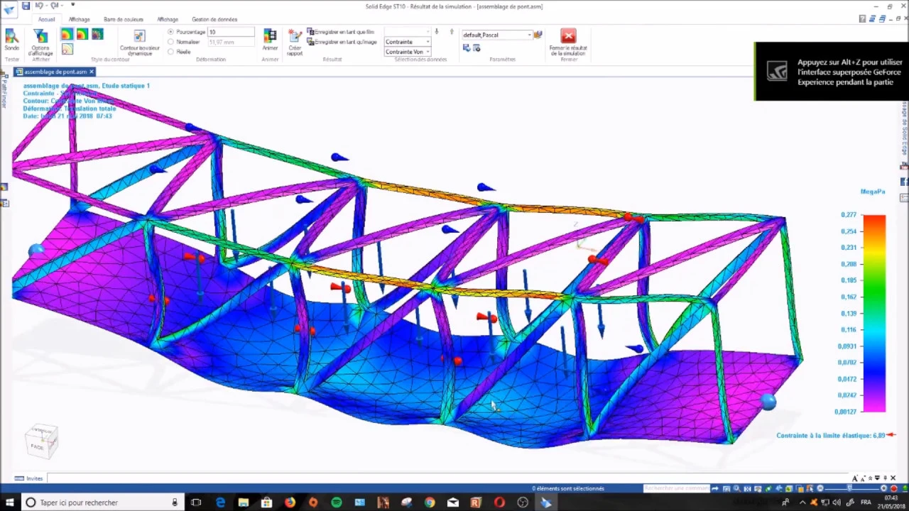 Solid Edge Modeliser un pont et simuler les contraites et deplacements