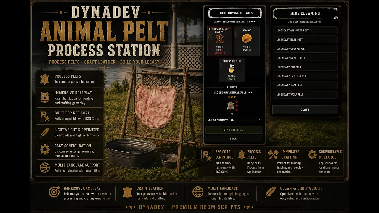 DynaDev Animal Pelt Process Station