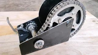 Crazy Diy A MANUAL PULLEY Made From Used Motorbike Gears And A Must Try 