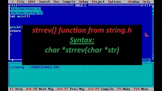 c program to reverse a string using strrev library string functions