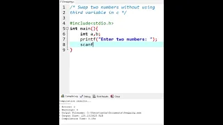 Swapping of two numbers without using third variable in C