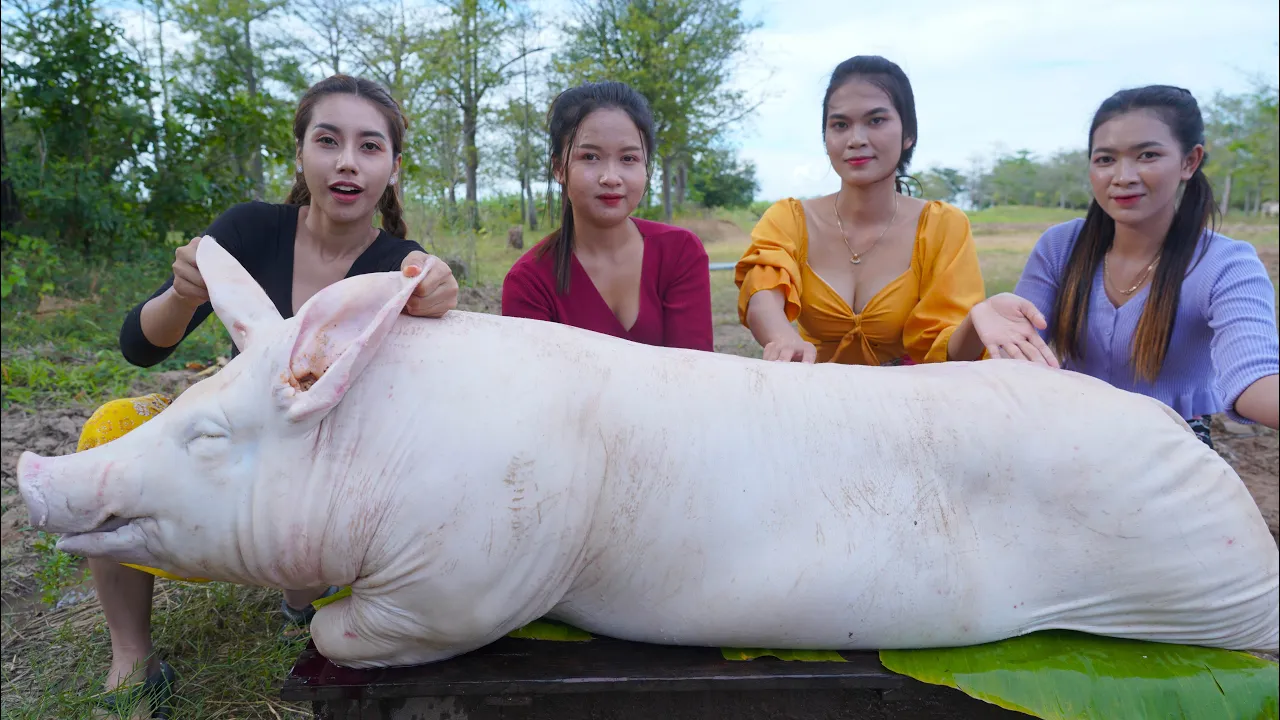 Wow cook pork recipe in my big family - Amazing video