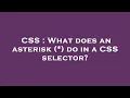 CSS What does an asterisk do in a CSS selector