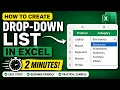 How to Create a Drop-Down List in Excel 2 Minutes Data Validation Tutorial