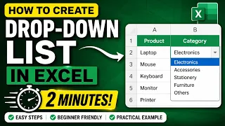 How to Create a Drop-Down List in Excel 2 Minutes Data Validation Tutorial