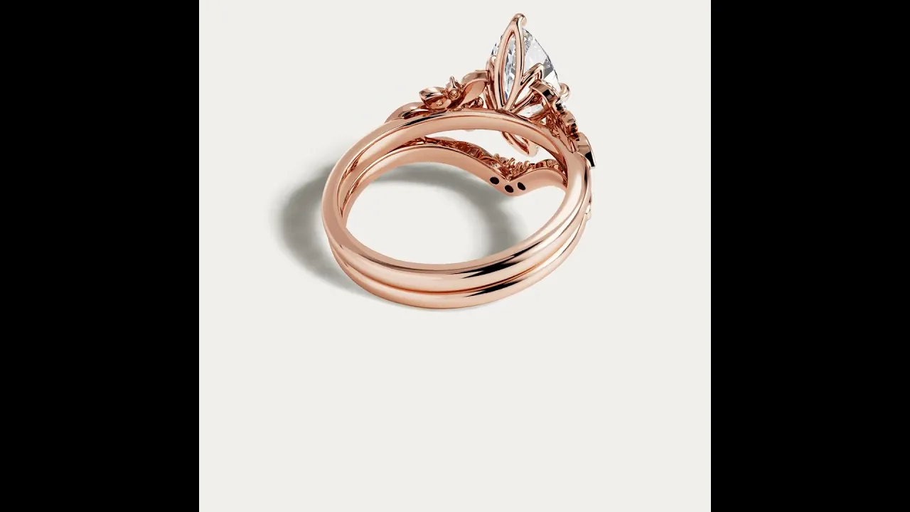 Althea丨Marquise Cut Lab-Grown Diamond Ornate Bridal Ring Set