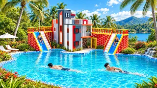 Amazing Modern Pool House with Twin Water Slides