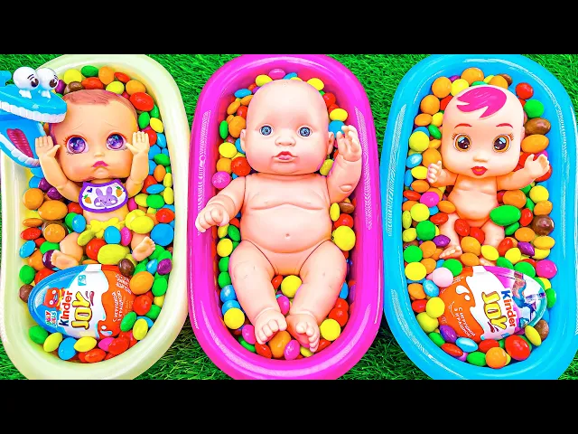 Download MP3 Satisfying Video | Mixing Candy in Three Magic BathTubs with Rainbow Skittles & Slime Cutting ASMR