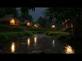 Immersive Tropical Night Ambience Cozy Huts and Flowing Water