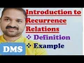 Introduction to Recurrence Relations Definition Example Fibonacci Sequence DMS MFCS