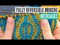 How to knit REVERSIBLE brioche double decreases 2 different ways