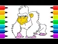 Gorilla Coloring Book Pages Drawing and Colouring Wild Animals Art Colors for Kids