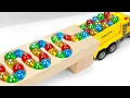 Marble Run Race ☆ HABA Slope \u0026 Retro Makita Truck, Excavator, Garbage Truck, Dump Truck, Ambulances