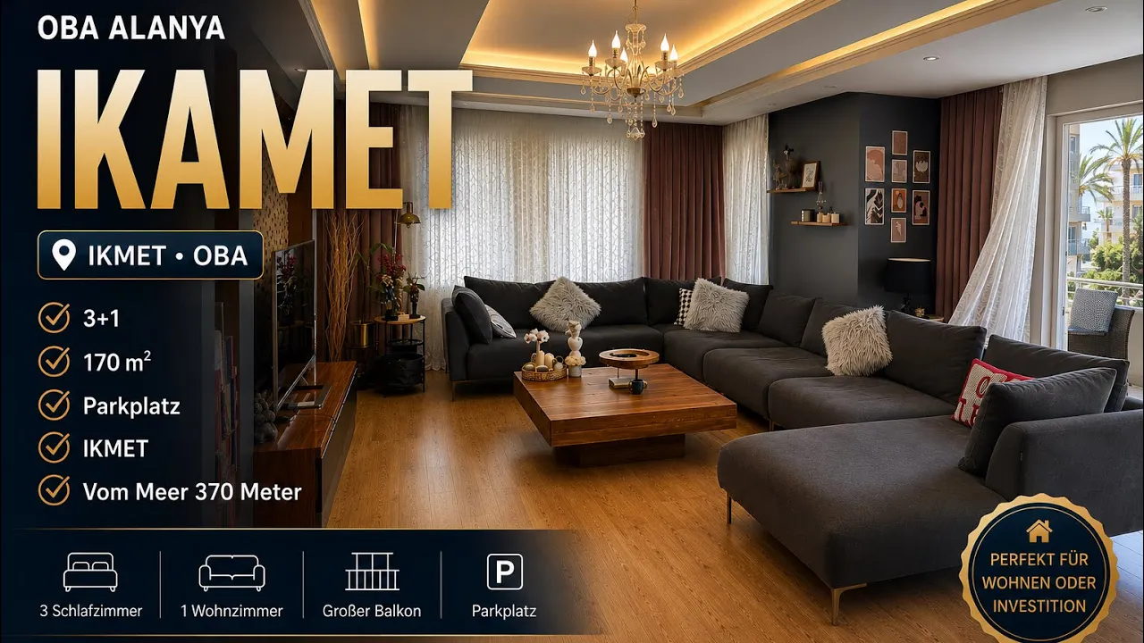 Selected 3+1 Apartment in Oba with residence permit suitable