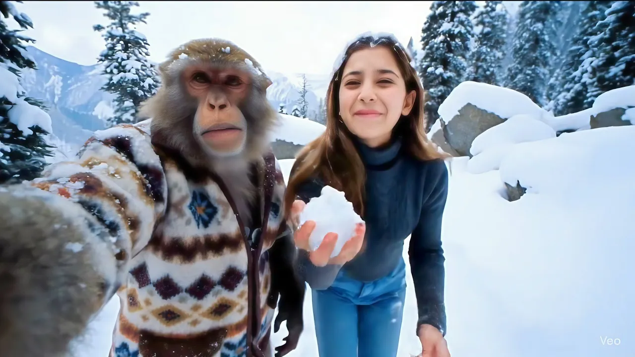 बर्फ में बवाल! 🐒❄️ Bholu & Russian Girl Ka Crazy Vlog 😂❤️” poster