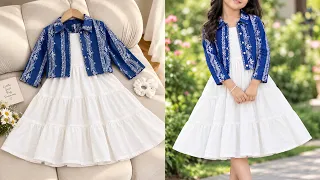 Beautiful Layered Baby Frock with Jacket Cutting & Stitching | Beautiful Baby Girl Dress DIY ✂️💙