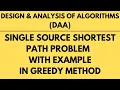 Single Source Shortest Path Problem with Example using Greedy Method L-25 DAA