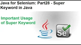 Java for Selenium Part28 What is Super Keyword in Java