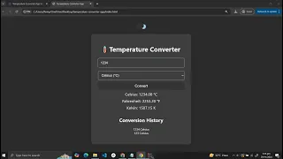 Temperature Converter App with Theme Toggle Using HTML CSS and JavaScript with Source Code