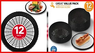 Stock Your Home 9 Paper Plate Holder in Black 12 Count - Paper Plate Holders Plastic Heavy Duty