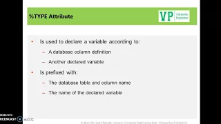 Use of TYPE and ROWTYPE attributes