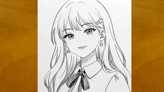 Drawing a Cute Anime Girl in Pencil | Aesthetic Anime Girl Portrait & Graphite Sketch Art