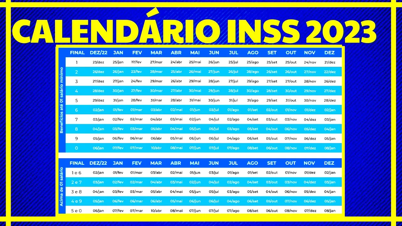 SAIU! NOVO CALENDÁRIO DE PAGAMENTOS DOS BENEFÍCIOS DO INSS 2023 - APOSENTADOS E PENSIONISTAS