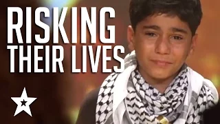 Download Kids Of Palestine Risk Lives To Show Their Talent Winning Golden Buzzer! العربية حصلت على المواهب MP3