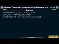 How to Count Occurrences of an Element in a List in Python