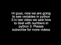Variables in python Part 3