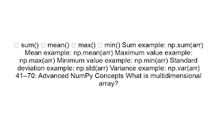 NumPy Interview Questions and Answers Beginner to Advanced