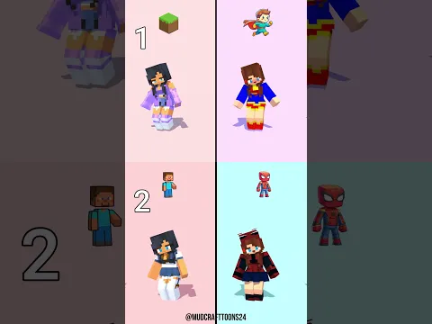 1 or 2: 4 Heroes Outfit Dance Challenge Toca Toca🕸️😍- Minecraft Animation #maizen #minecraft #fypシ