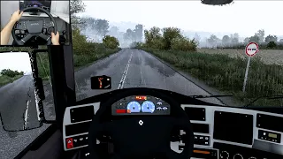 Renault Magnum - Autumn drive from BG to RO | Euro Truck Simulator 2 | Steering wheel gameplay