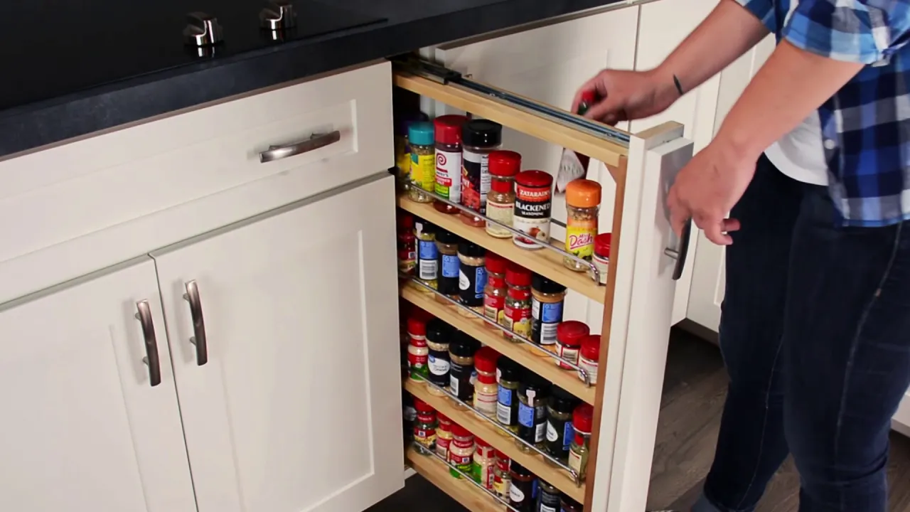 Pull-out Storage Cabinet Pull-out Spice Rack Shelves CliqStudios