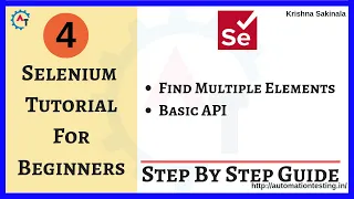 Selenium Tutorial 4 - Find Multiple Elements in Selenium Webdriver Basic Selenium API