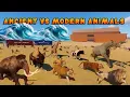 100 Ancient Animals VS 100 Modern Animals Race in Noah's Ark Planet Zoo included Mammoth, Elephant