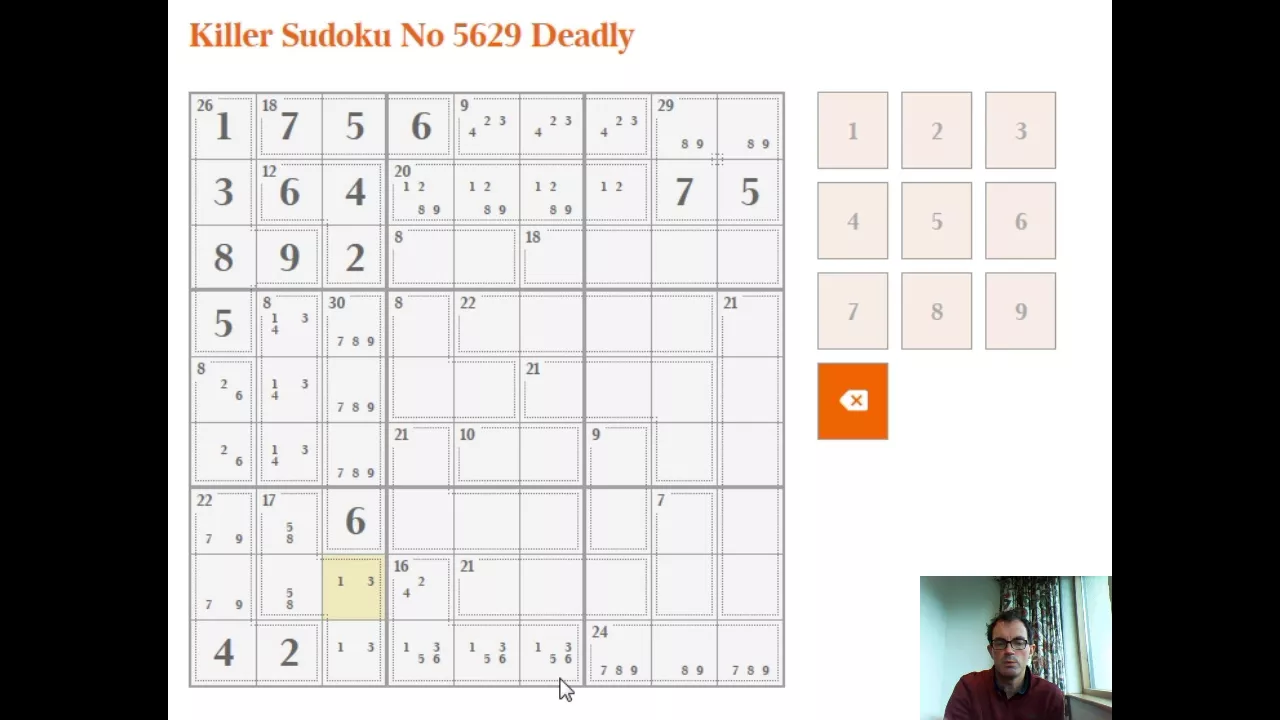 Solving the Deadly Killer Sudoku from The Times on 16 September