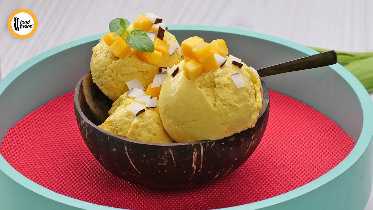 Mango Coconut Ice cream Recipe by Food Fusion