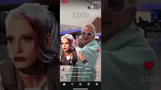 Lori Petty at the airport
