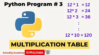 Python Program - Multiplication Table program in Python
