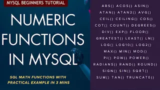 NUMERIC FUNCTIONS IN MYSQL MATH FUNCTIONS IN SQL MYSQL FUNCTIONS MYSQL TUTORIAL WITH EXAMPLES
