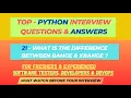 21 - What is the difference between range xrange Questions Dev Freshers Experienced